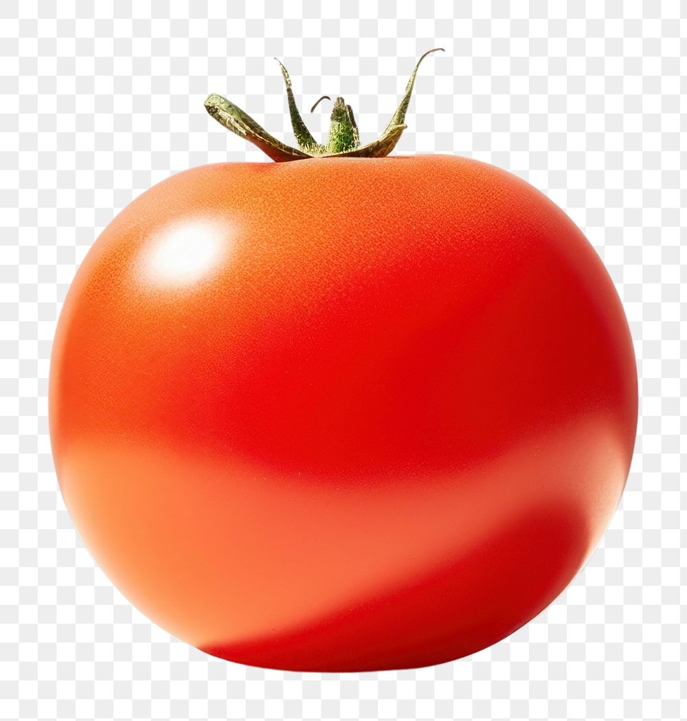 PNG  A red tomato sitting on top of a white table vegetable plant food. AI generated Image by rawpixel.