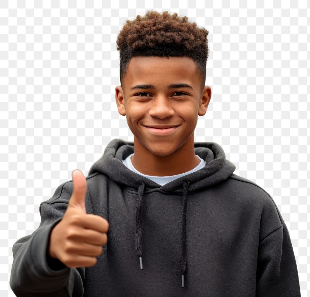 PNG  A happy african american teenager man with confident finger smile transportation.
