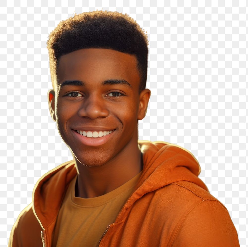PNG  Happy african american teenager portrait smile photo.