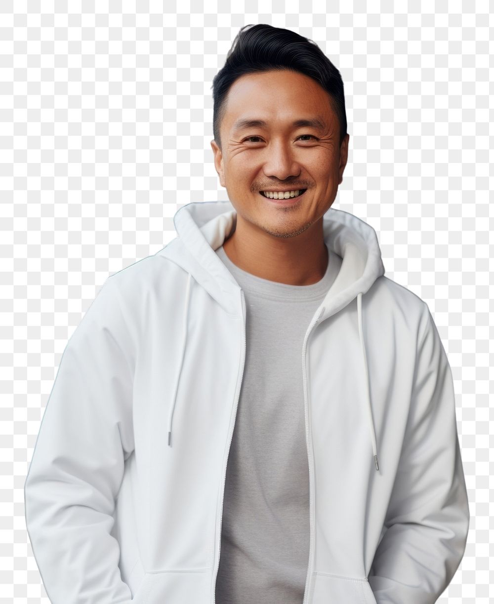 PNG Happy asian american middle age man wearing white hoodie architecture smile happiness.