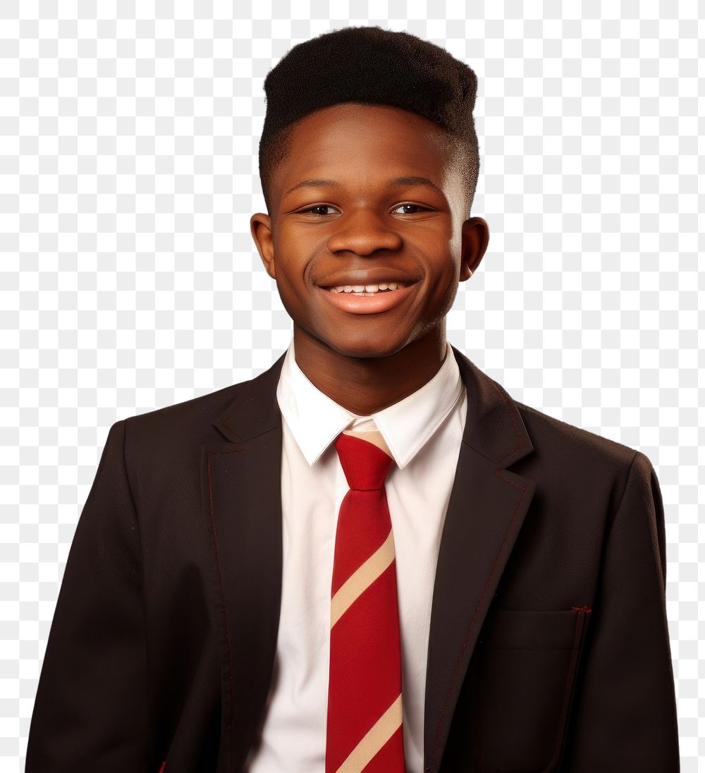 PNG  African student portrait necktie smile.