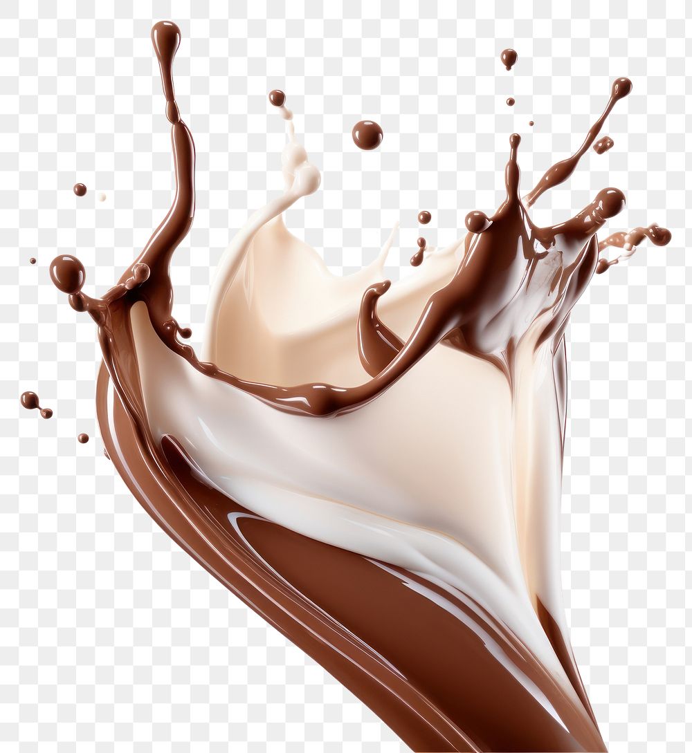 PNG Chocolate milk splash dessert white background refreshment.