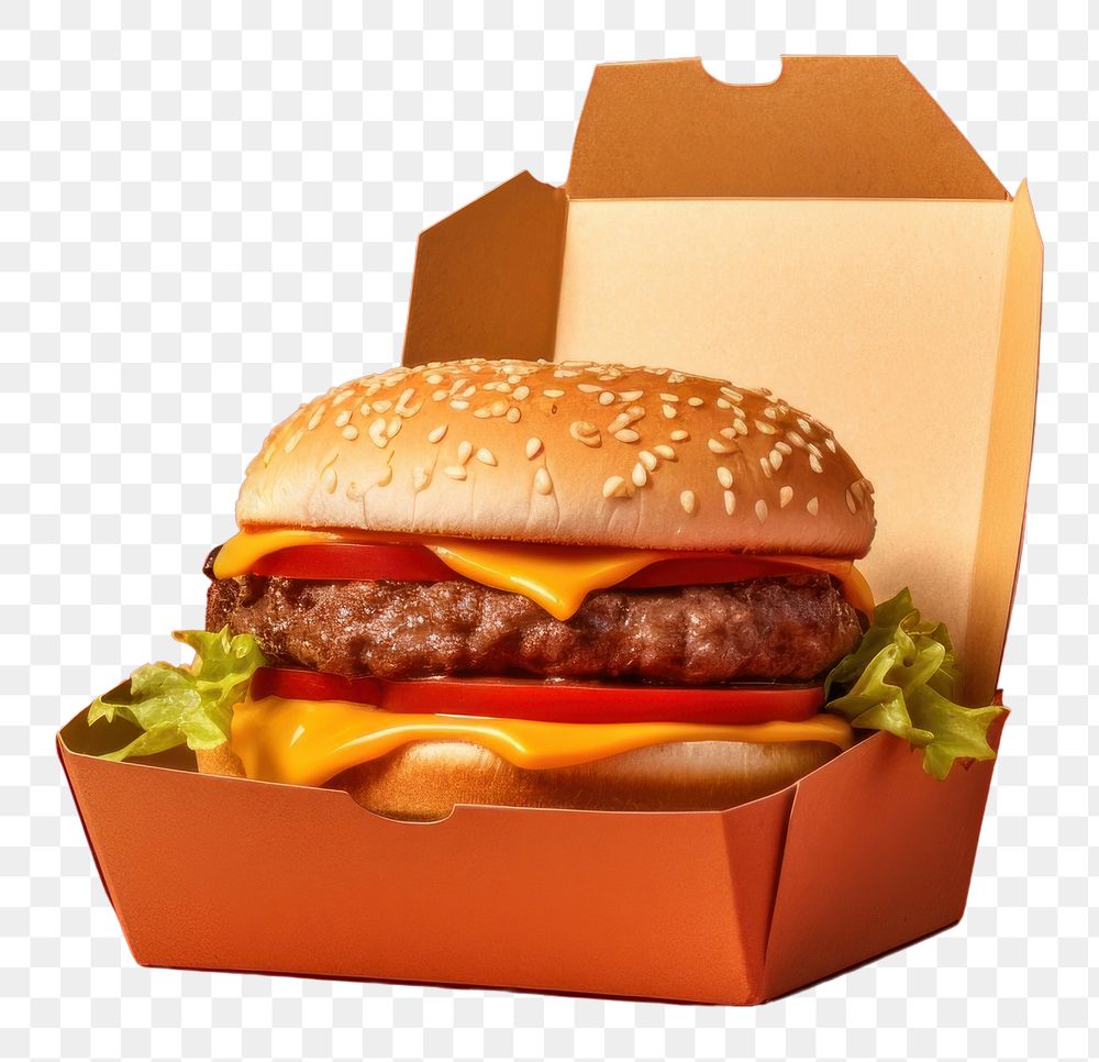 PNG Cheeseburger take away packaging ketchup food hamburger.
