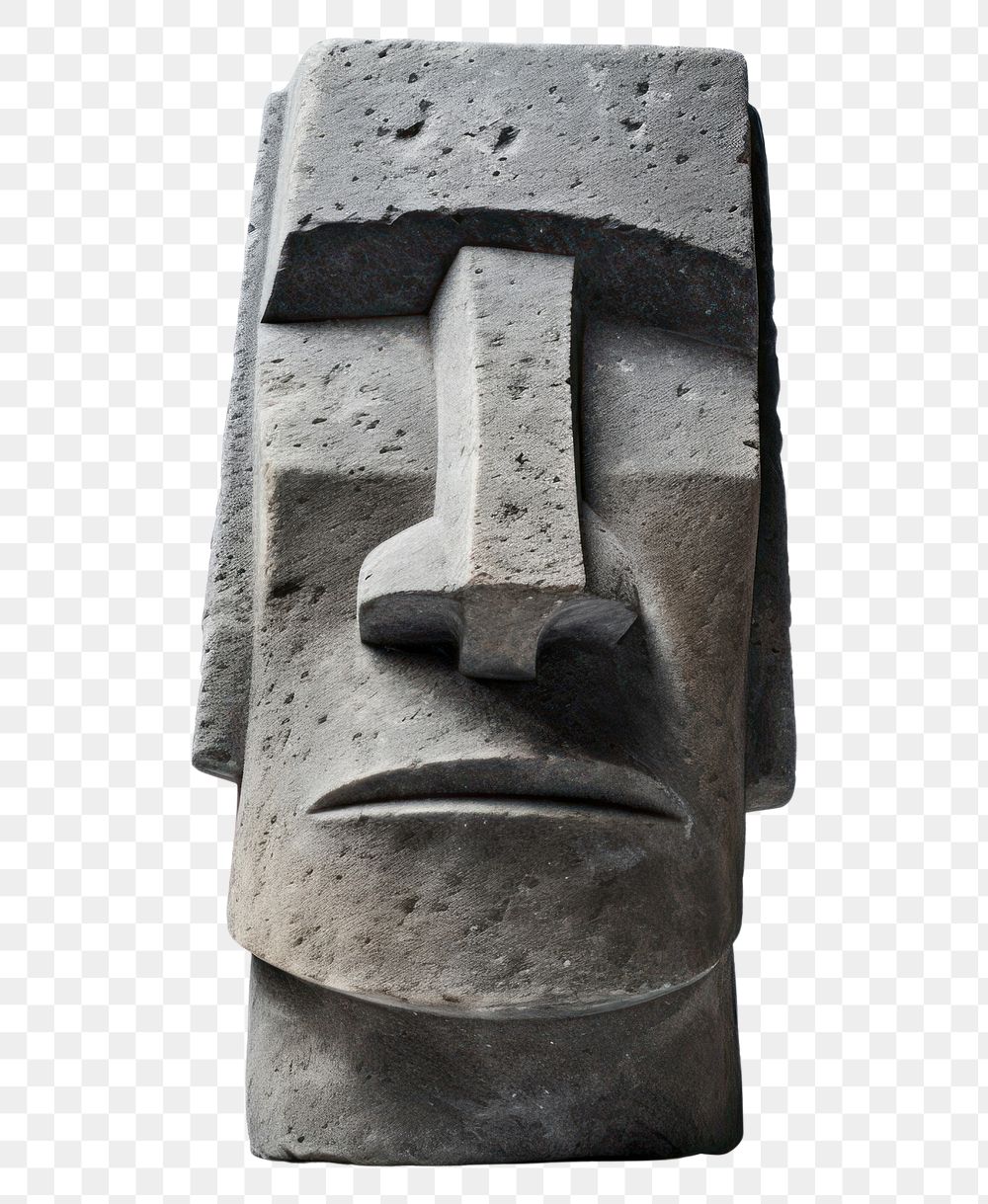 PNG Moai stone head totem white background representation.