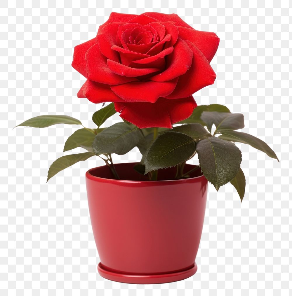 PNG  Red rose plant flower white background. AI generated Image by rawpixel.