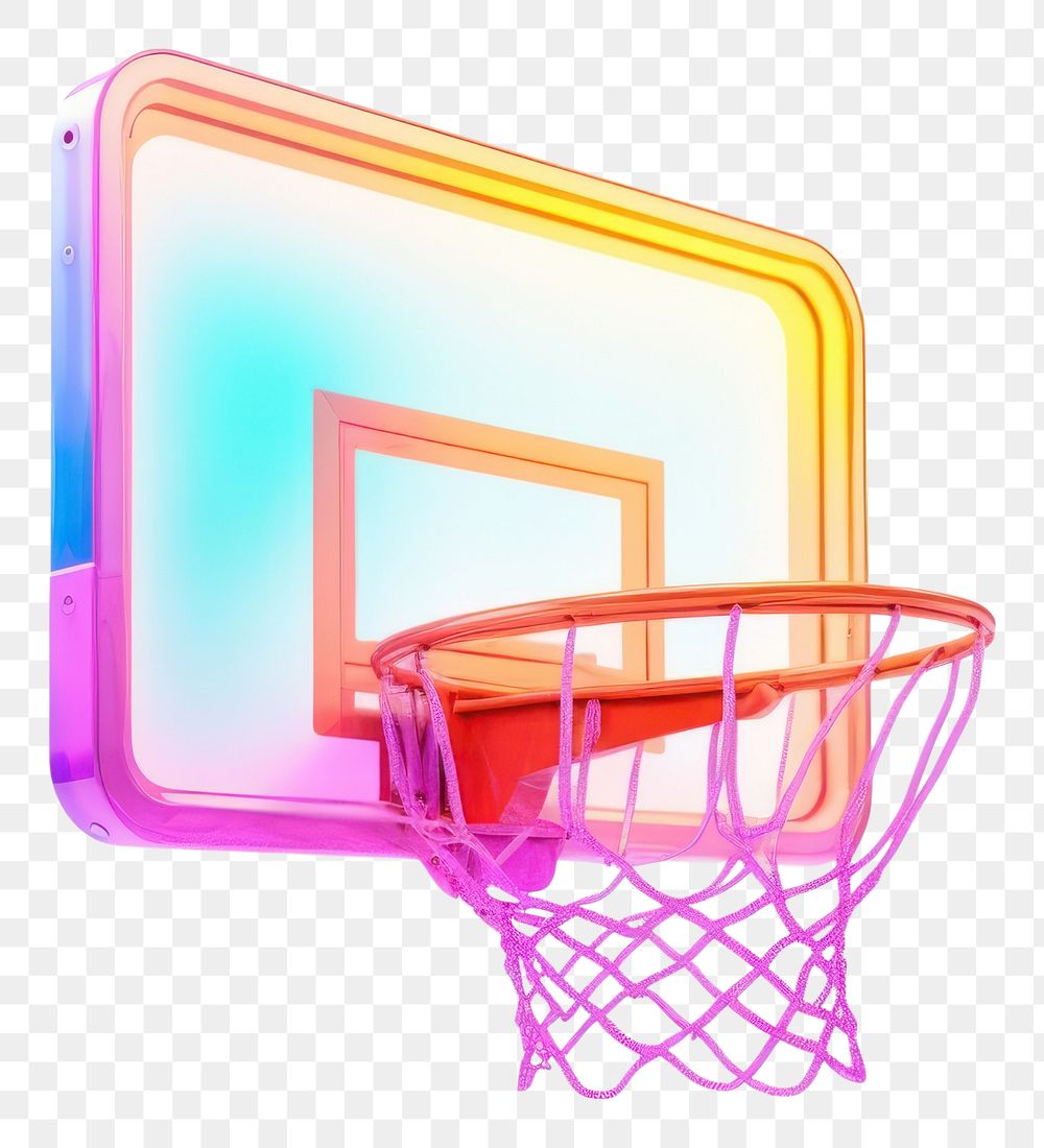 PNG Iridescent basketball hoop white background competition furniture.
