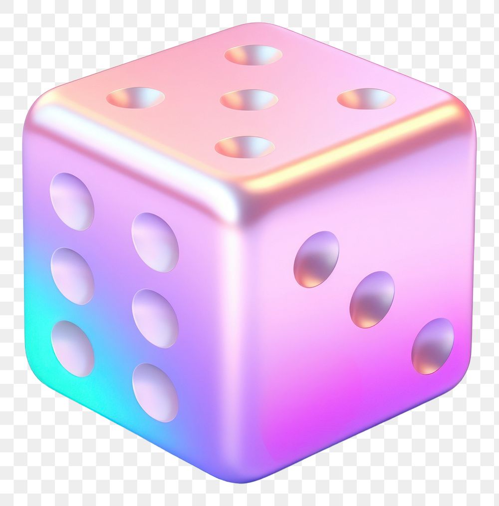 PNG Iridescent dice game white background purple.
