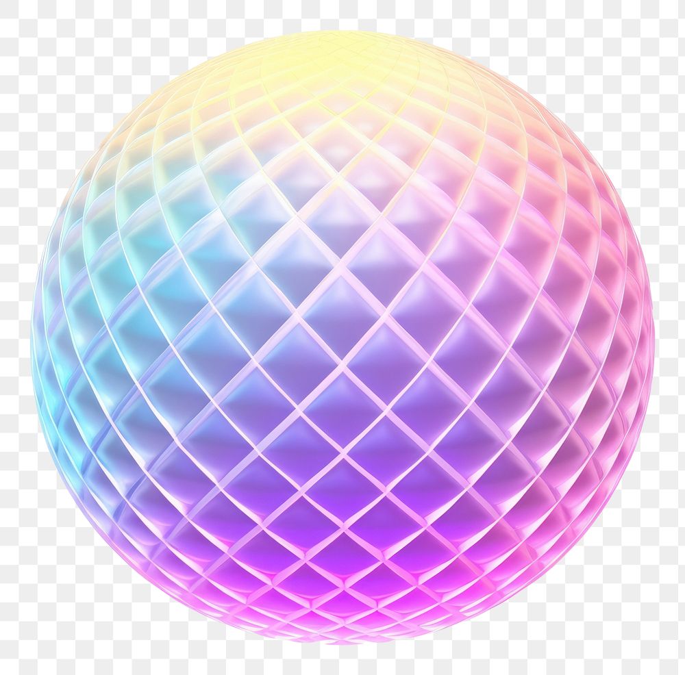 PNG Iridescent sphere grid ball white background technology.