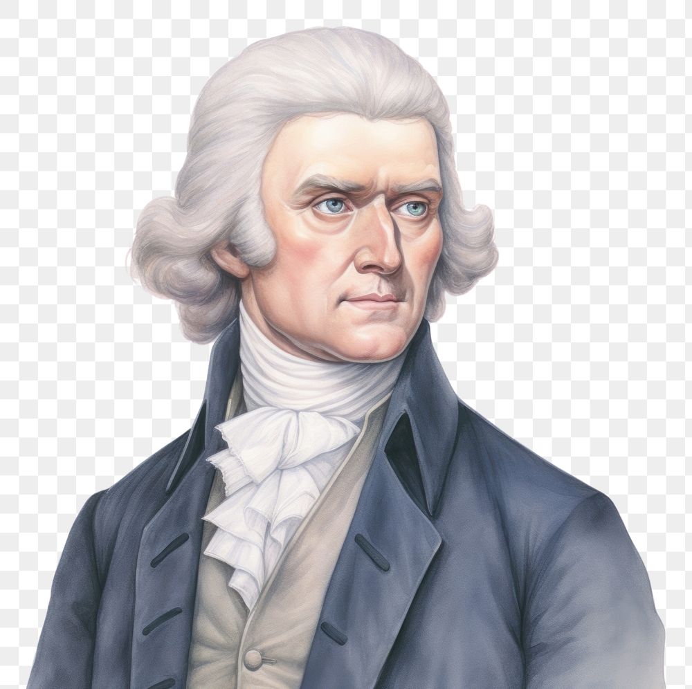 PNG  Thomas Jefferson portrait sketch adult. AI generated Image by rawpixel.