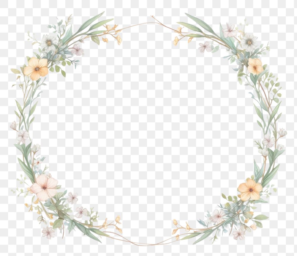 PNG  Flower frame pattern plant white background. AI generated Image by rawpixel.