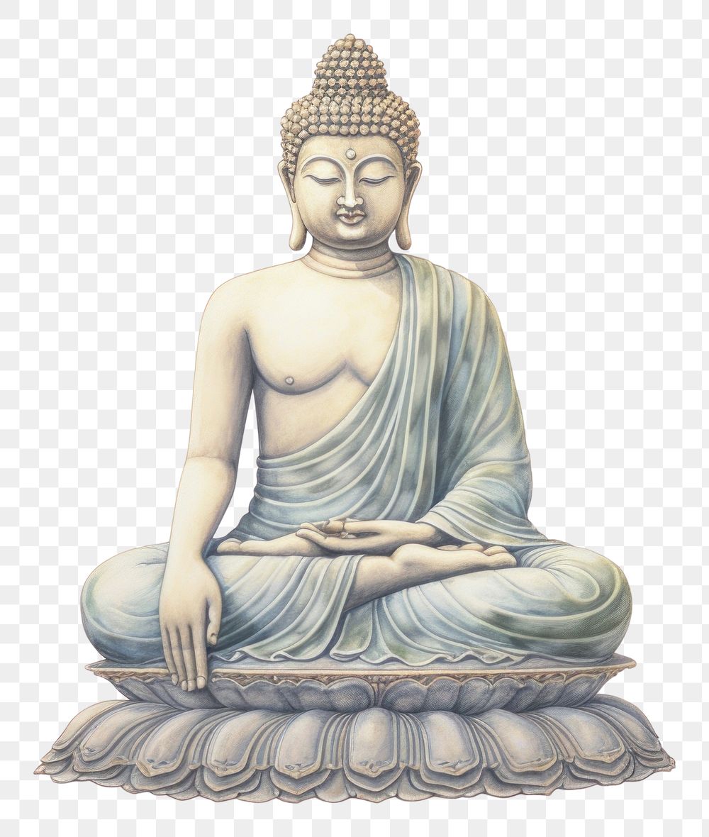 PNG  Buddha statue white background representation spirituality. AI generated Image by rawpixel.