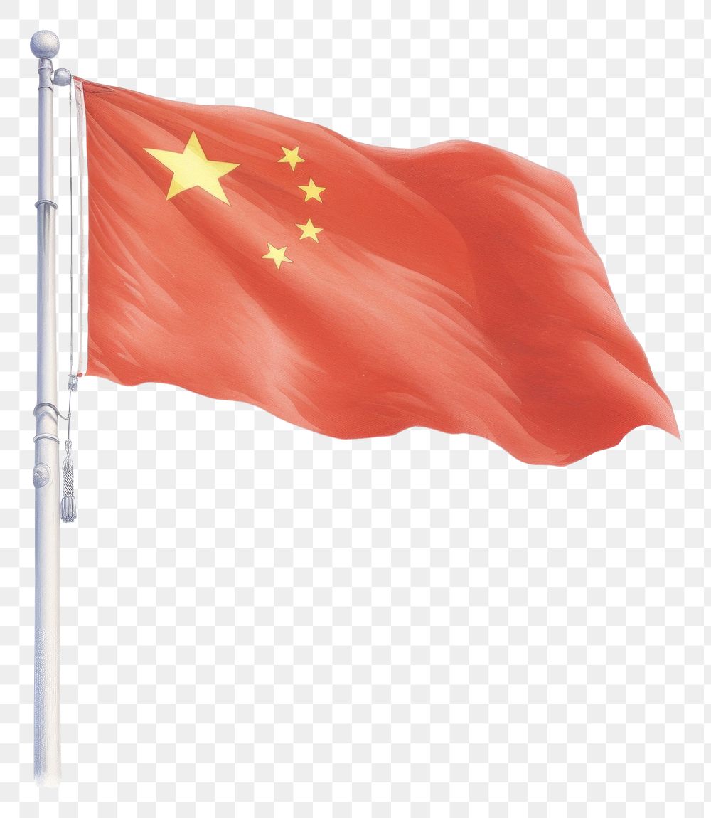 PNG  Chinese flag white background patriotism outdoors. AI generated Image by rawpixel.