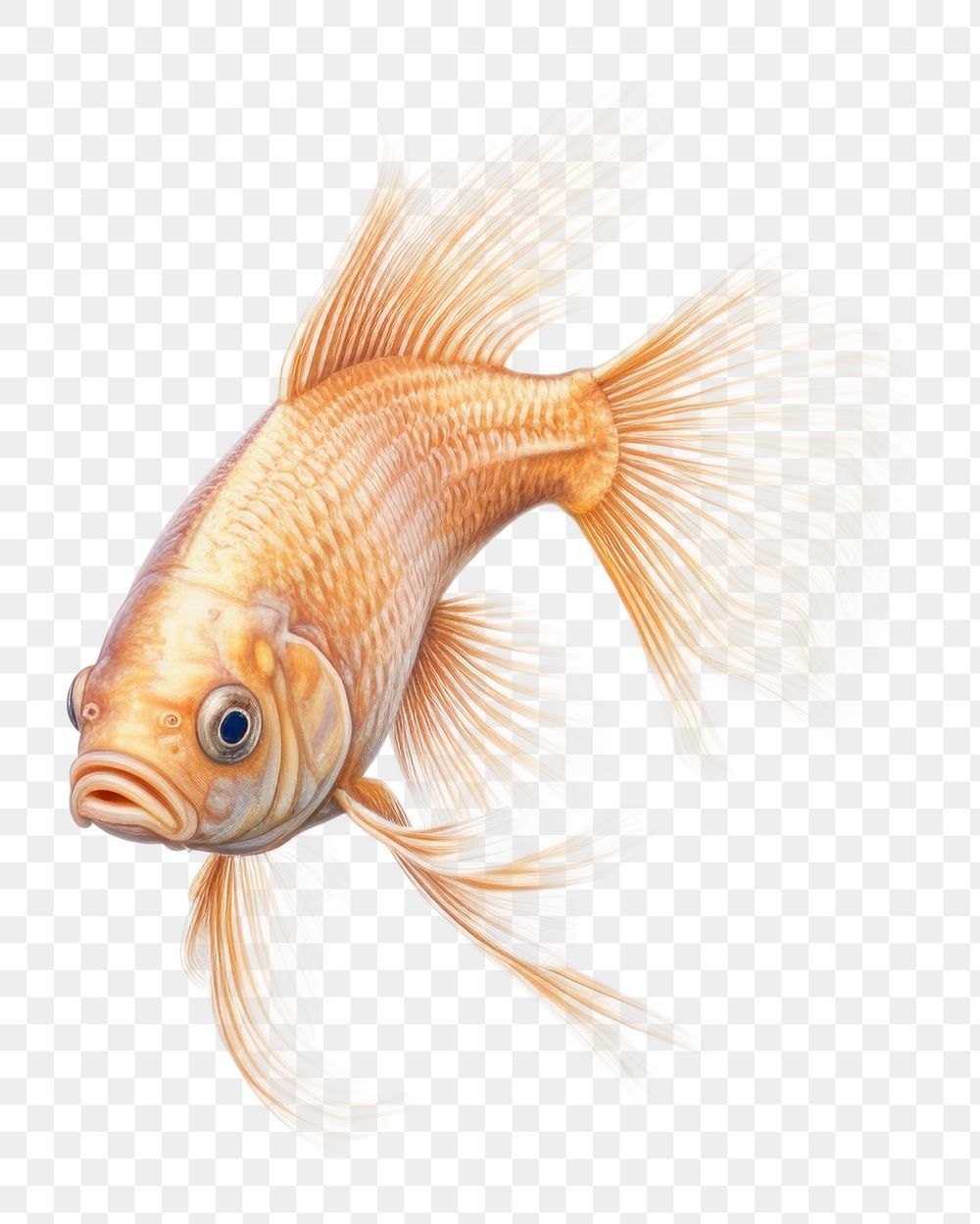 PNG Gold fish animal pencil white background. AI generated Image by rawpixel.