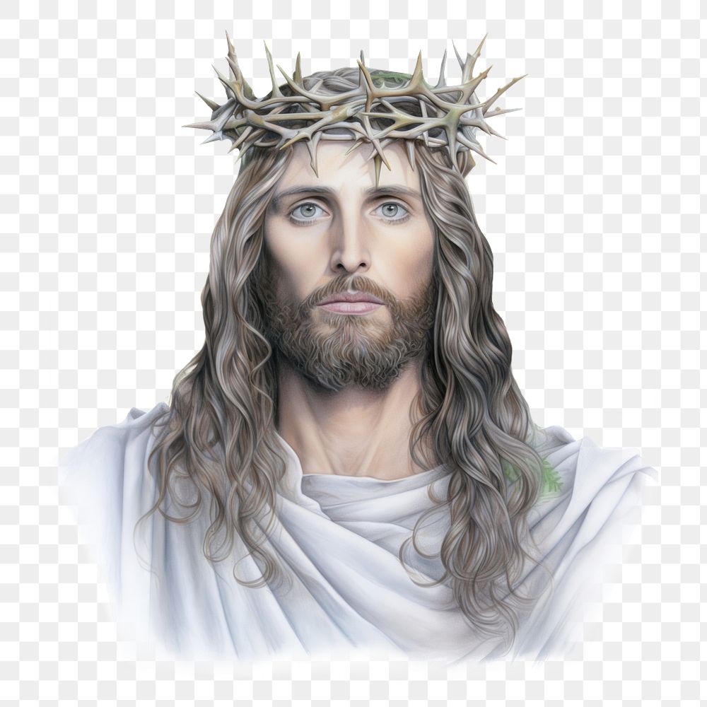 PNG Jesus christ portrait drawing sketch. AI generated Image by rawpixel.