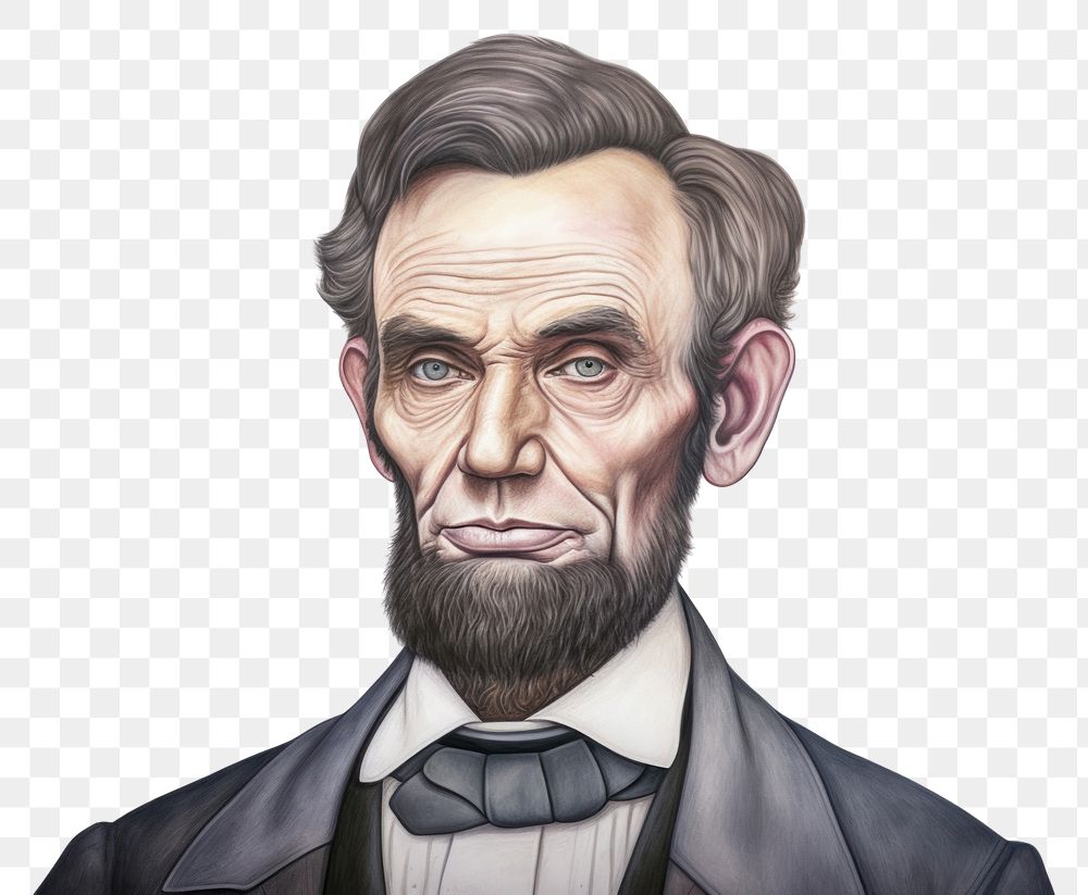 PNG  Portrait of Abraham Lincoln portrait drawing sketch. AI generated Image by rawpixel.