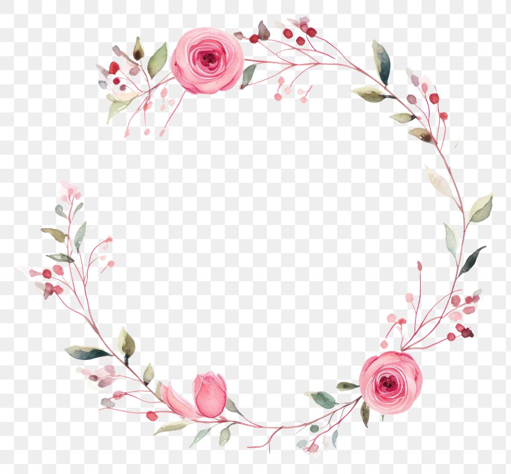 PNG Little pink rose circle border pattern flower wreath. AI generated Image by rawpixel.