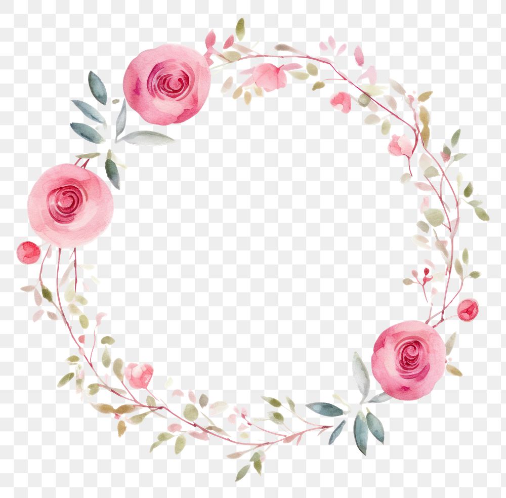 PNG Little pink rose circle border pattern flower wreath. AI generated Image by rawpixel.