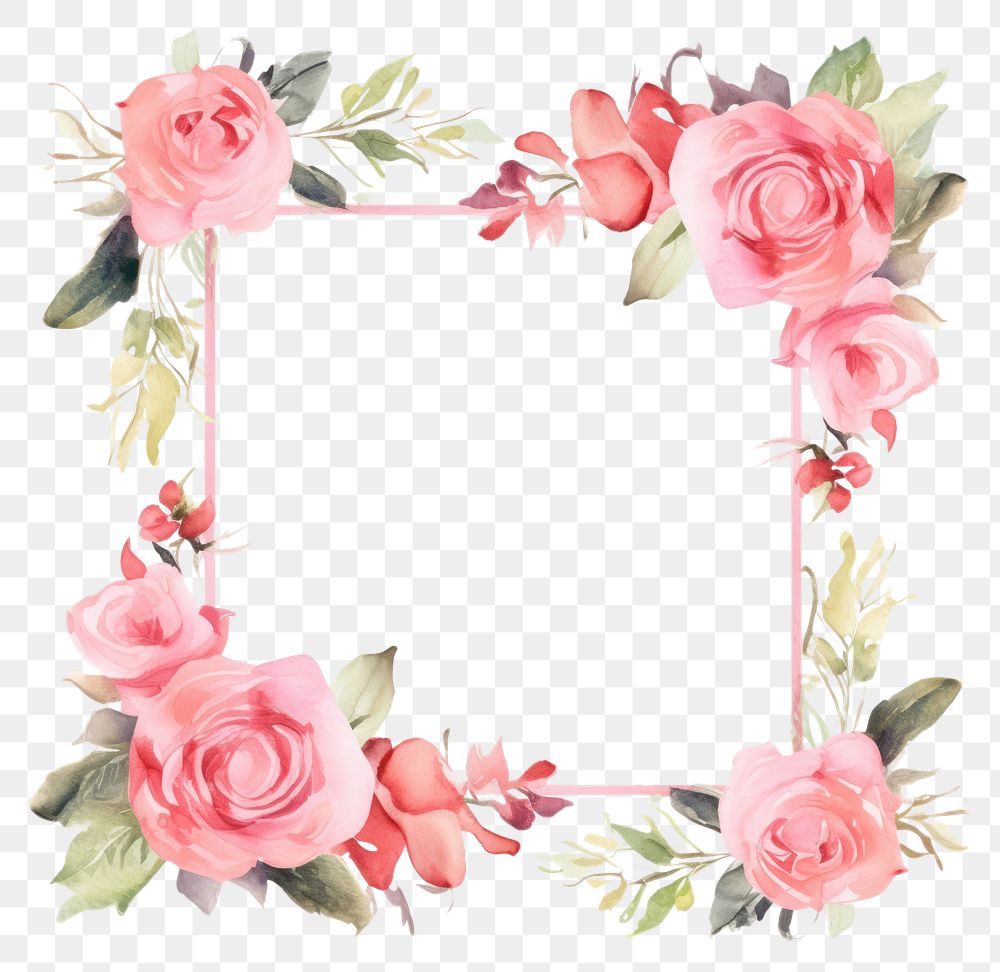 PNG Small roses square border pattern wreath flower. AI generated Image by rawpixel.