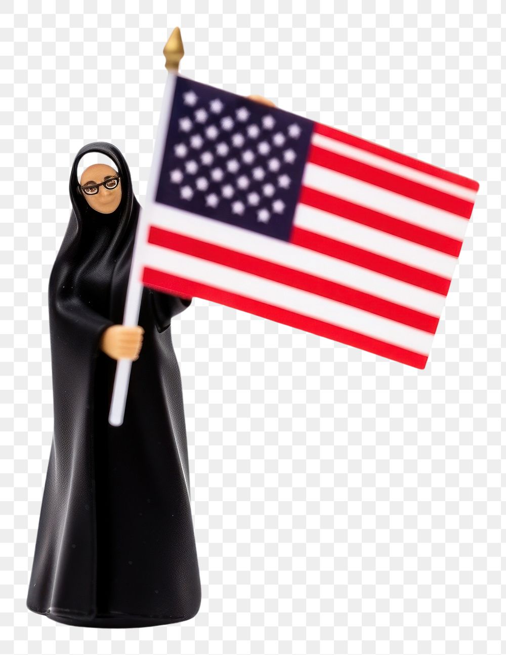 PNG  Muslim female with hiyab flag figurine adult. AI generated Image by rawpixel.