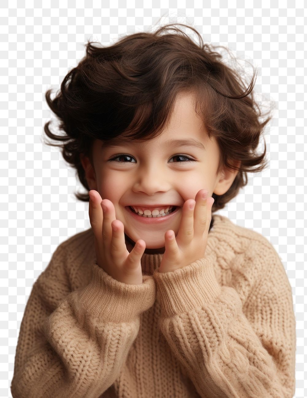 PNG  Happy kid in sweater smiling portrait smile photo. AI generated Image by rawpixel.