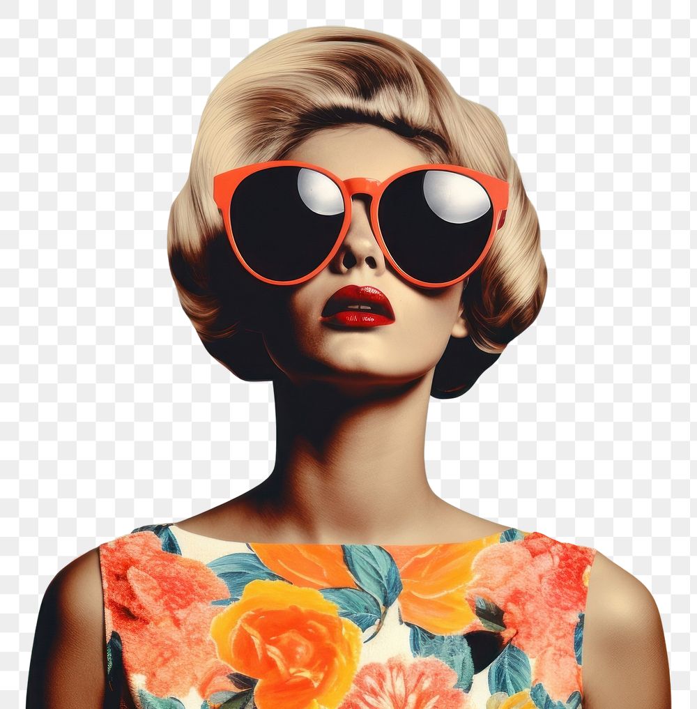 PNG Collage Retro dreamy people sunglasses portrait outdoors.