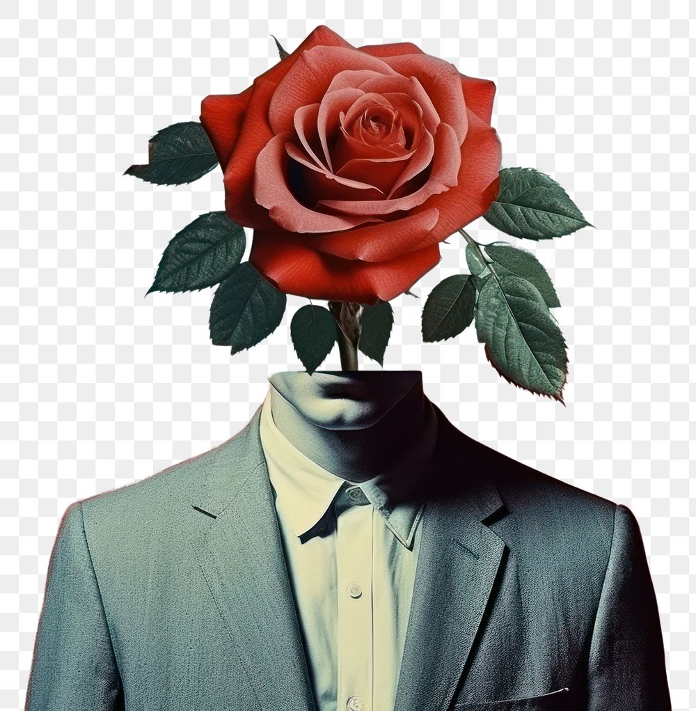 PNG Collage Retro dreamy red rose flower plant adult.