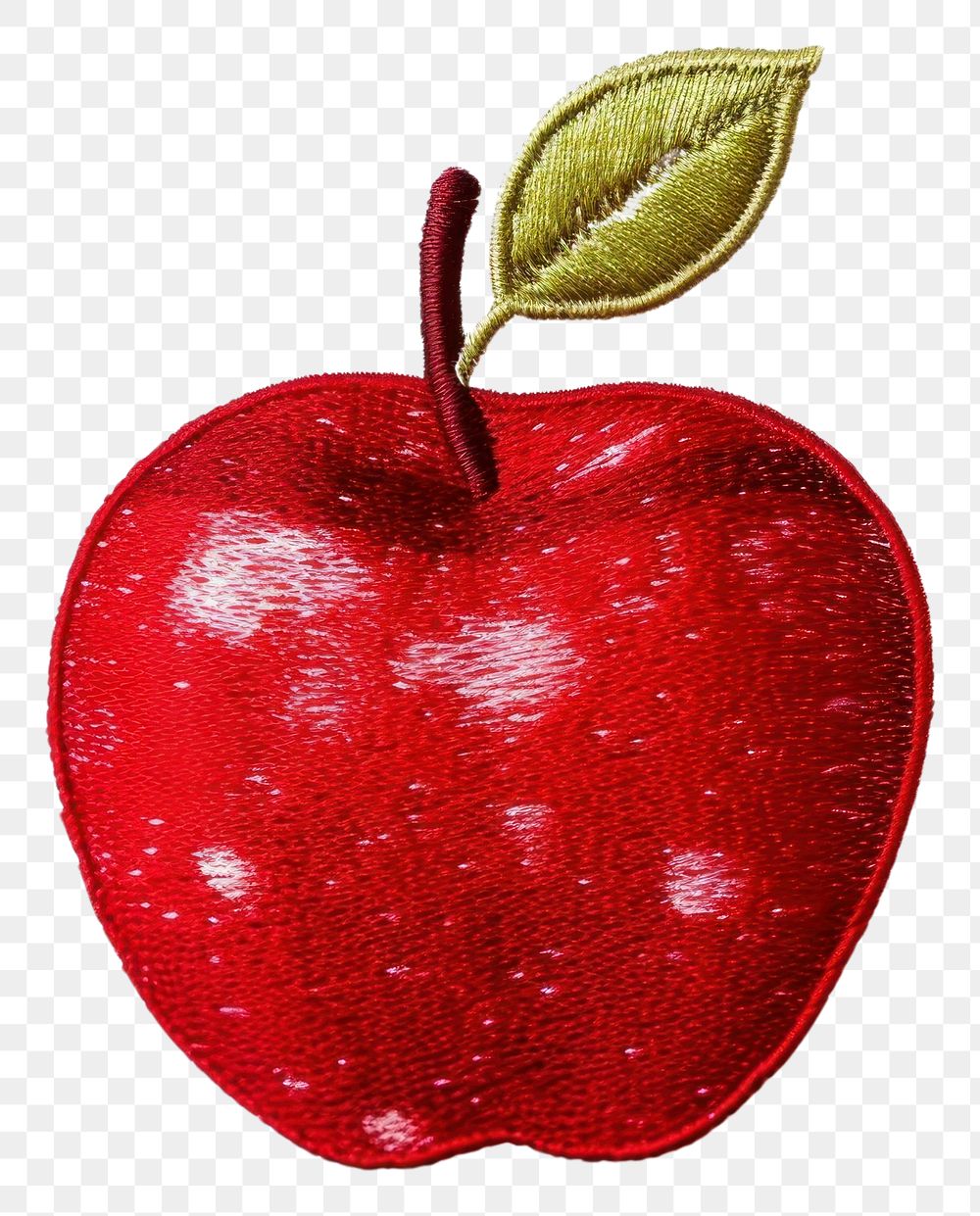 PNG Embroidery design red apple fruit plant.