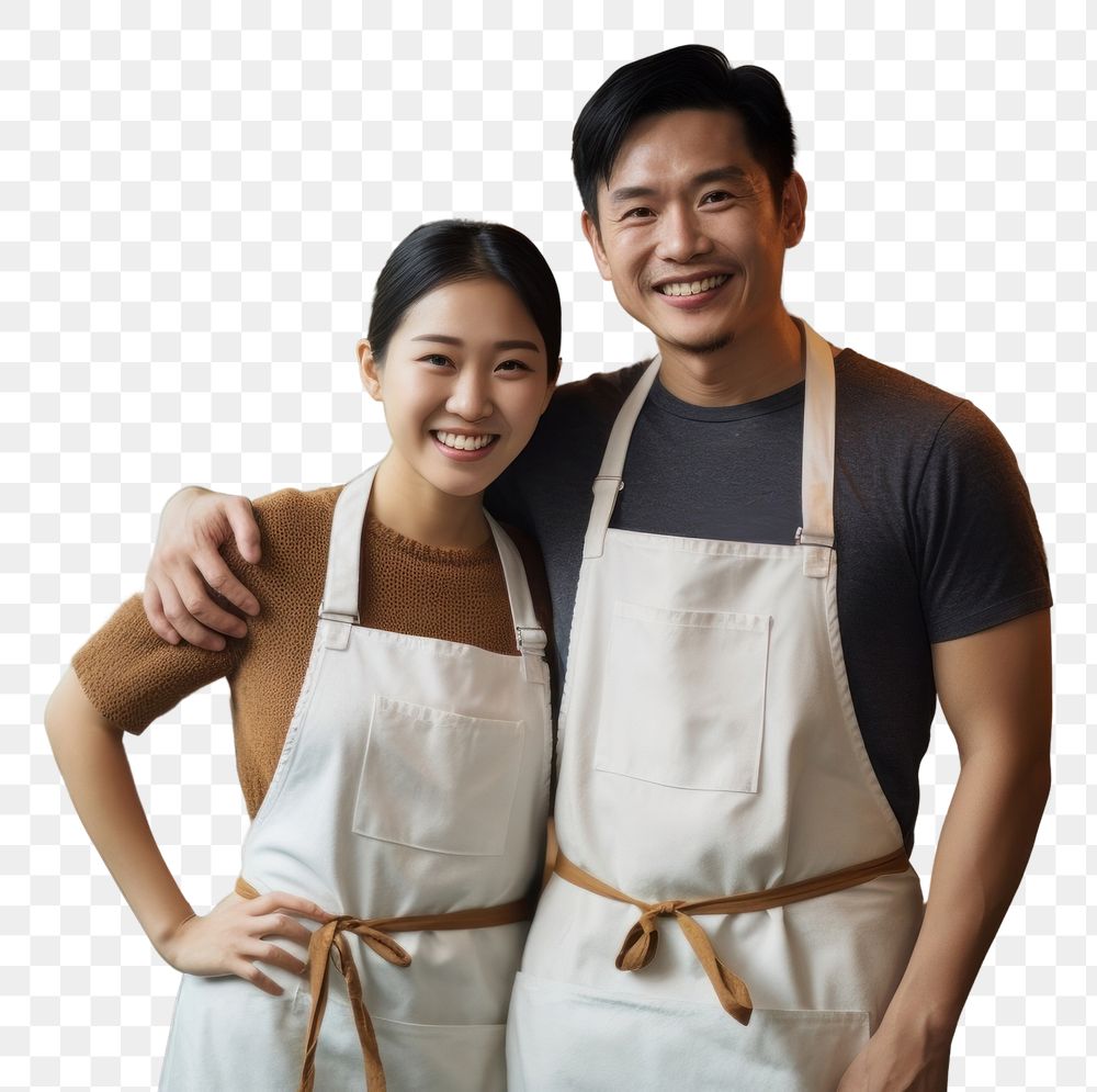 PNG Thai couple adult apron togetherness. AI generated Image by rawpixel.