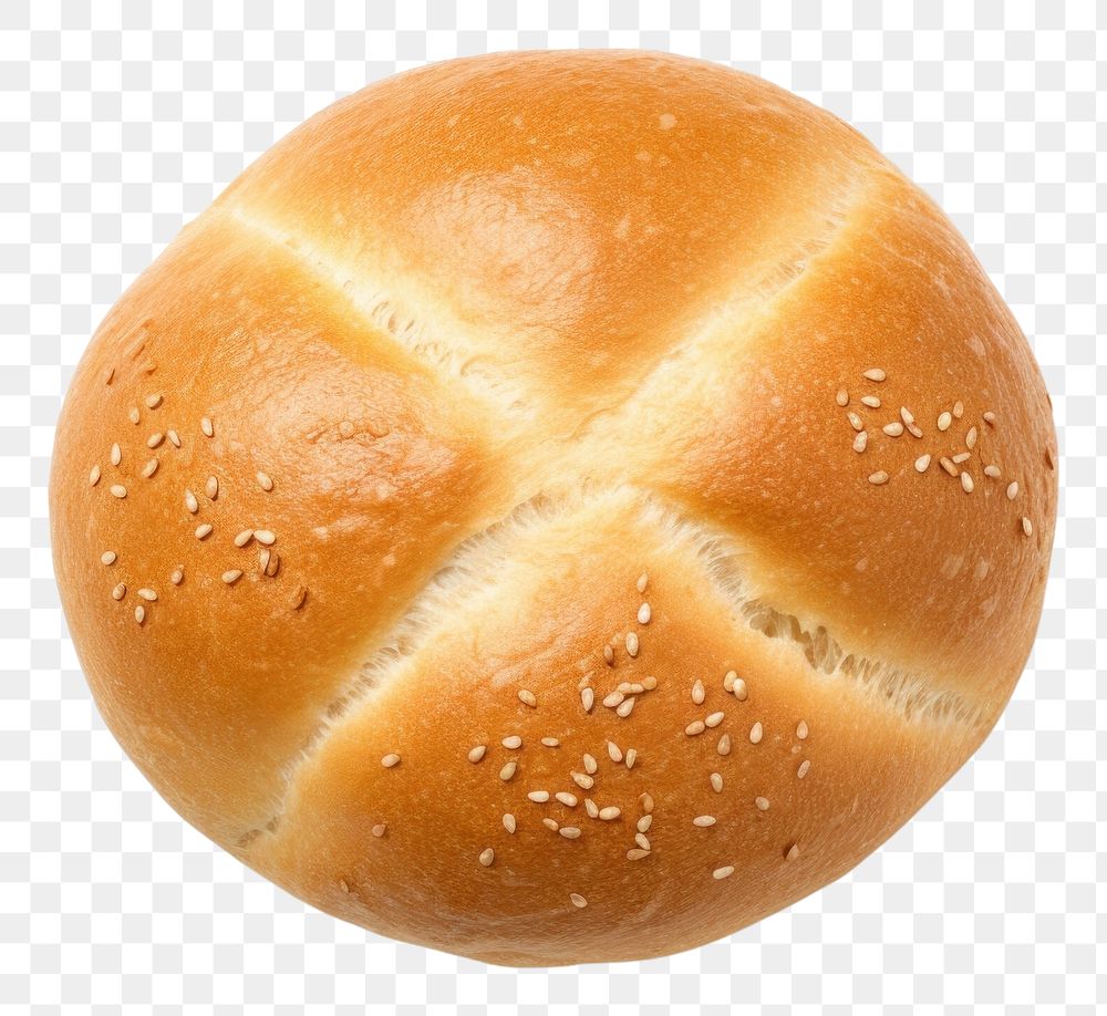 PNG Traditional white kaiser bread food bun.