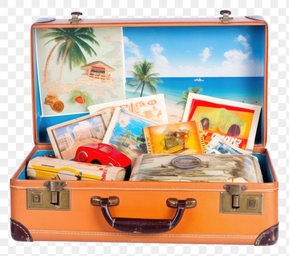 PNG  Vacation accessories suitcase luggage white background.