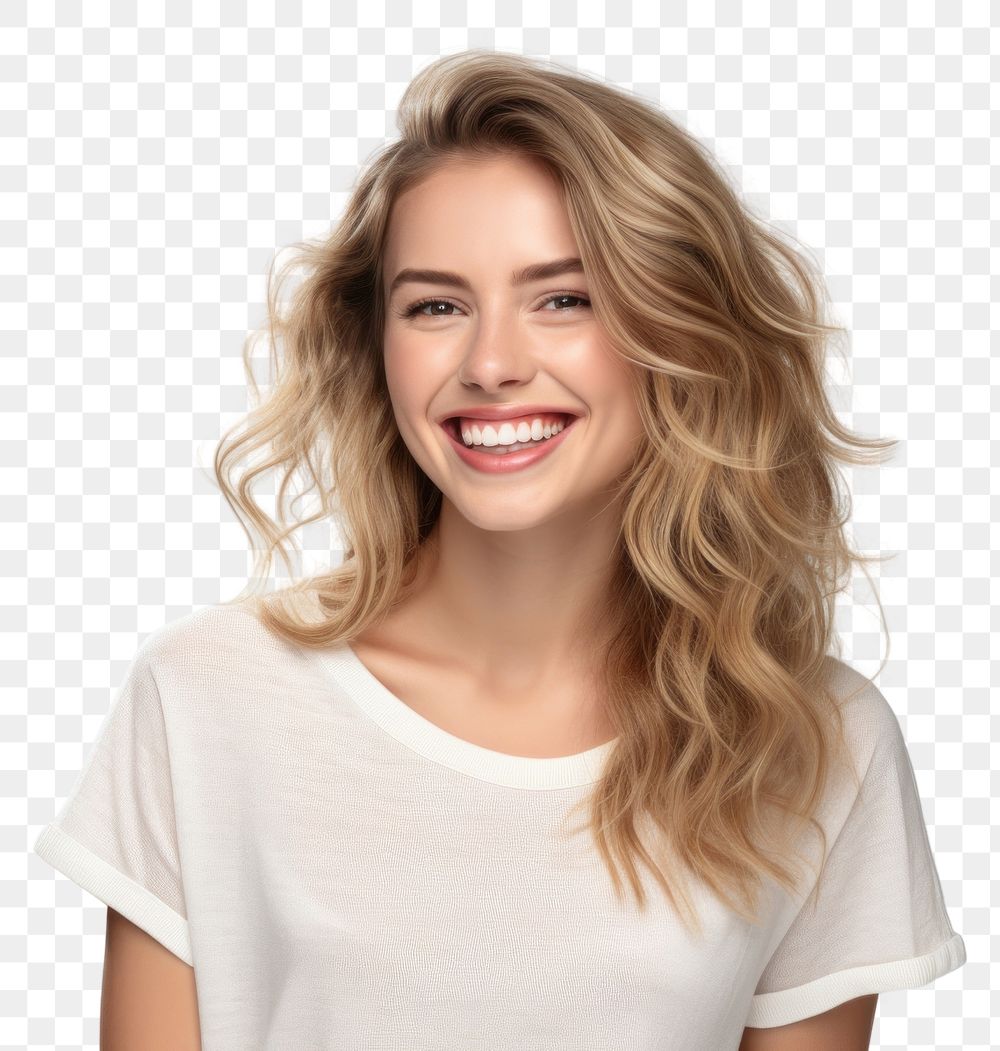 PNG  Female with fair hair laughing smiling looking. AI generated Image by rawpixel.