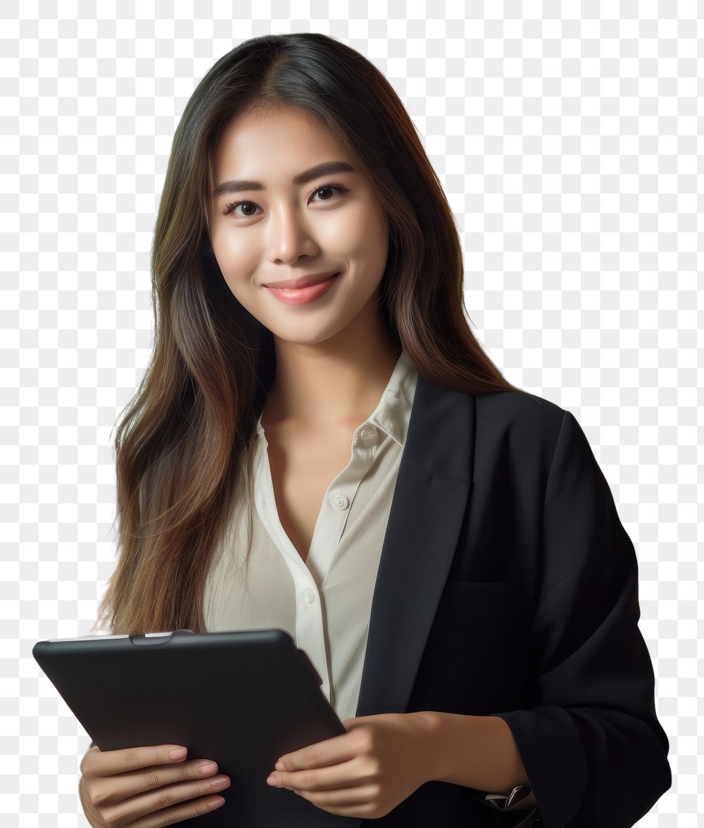 PNG Thai businesswoman in office computer portrait holding. AI generated Image by rawpixel.