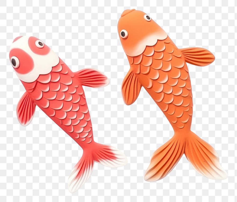 PNG  Plasticine of Two Japanese Koi fish koi animal carp.