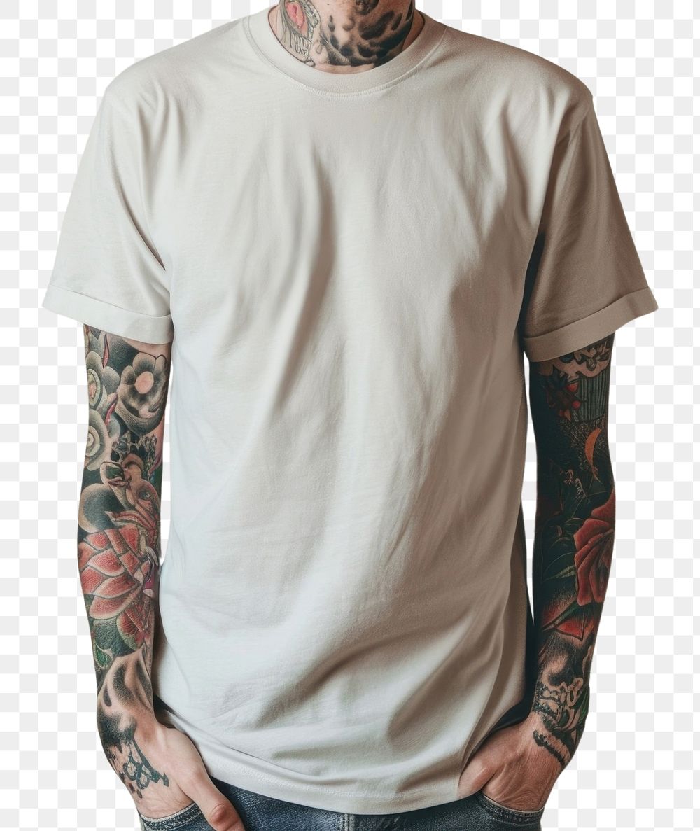 PNG  T shirt mockup tattoo t-shirt fashion.