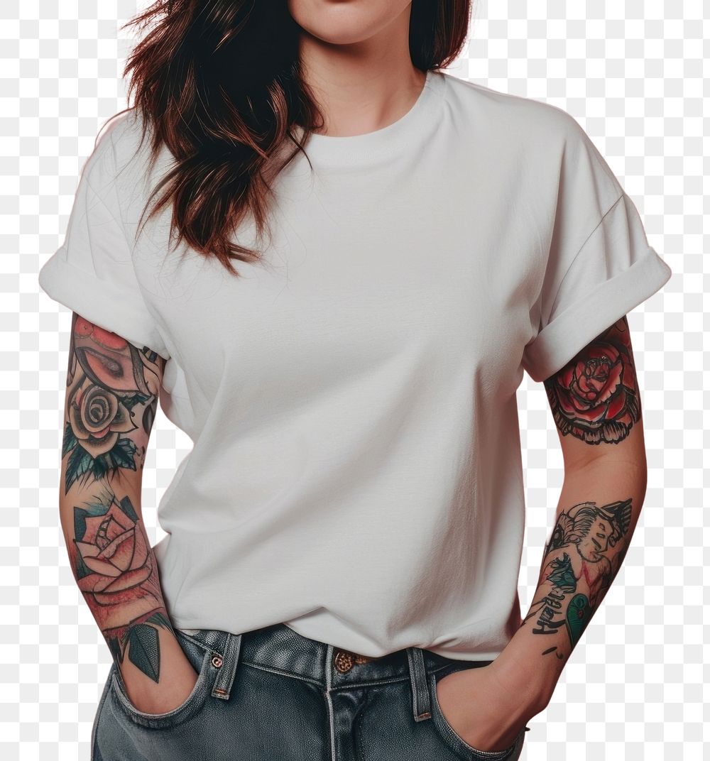 PNG T shirt mockup tattoo t-shirt fashion.