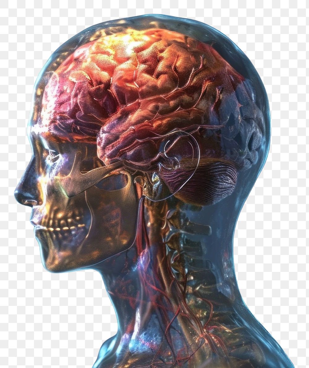 PNG Brain anatomy human headshot portrait. AI generated Image by rawpixel.
