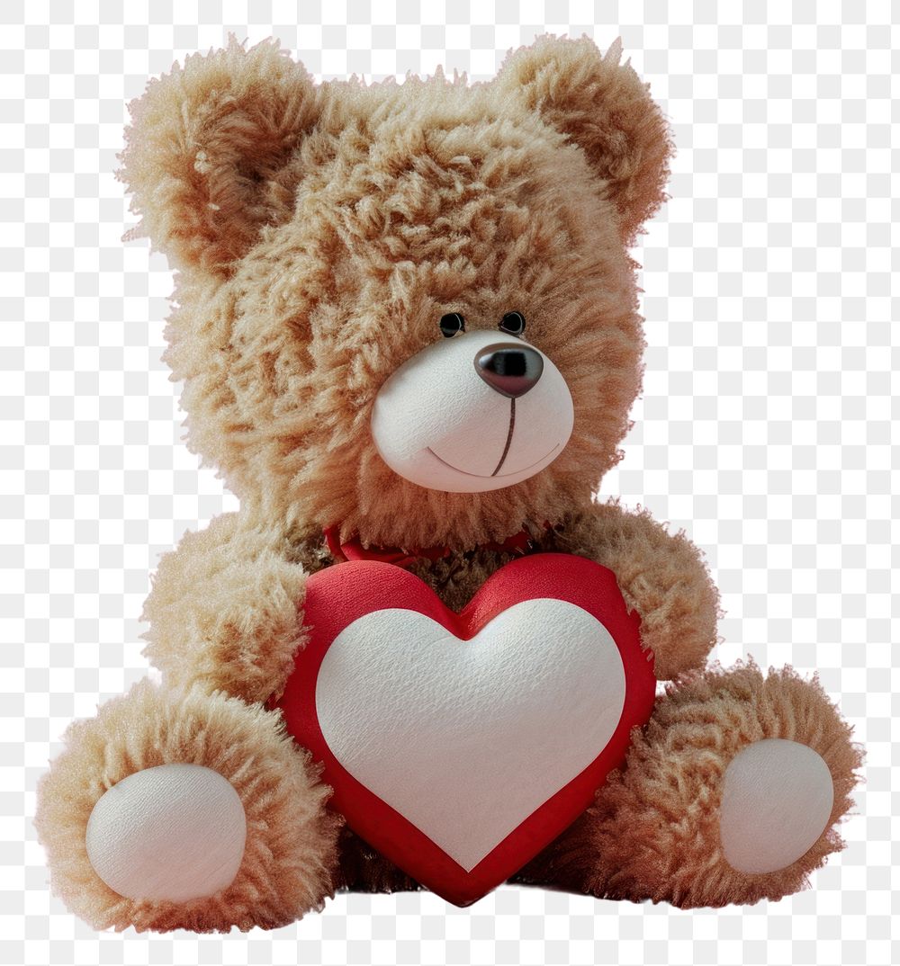 PNG Brown softy teddy bear heart pink toy. 