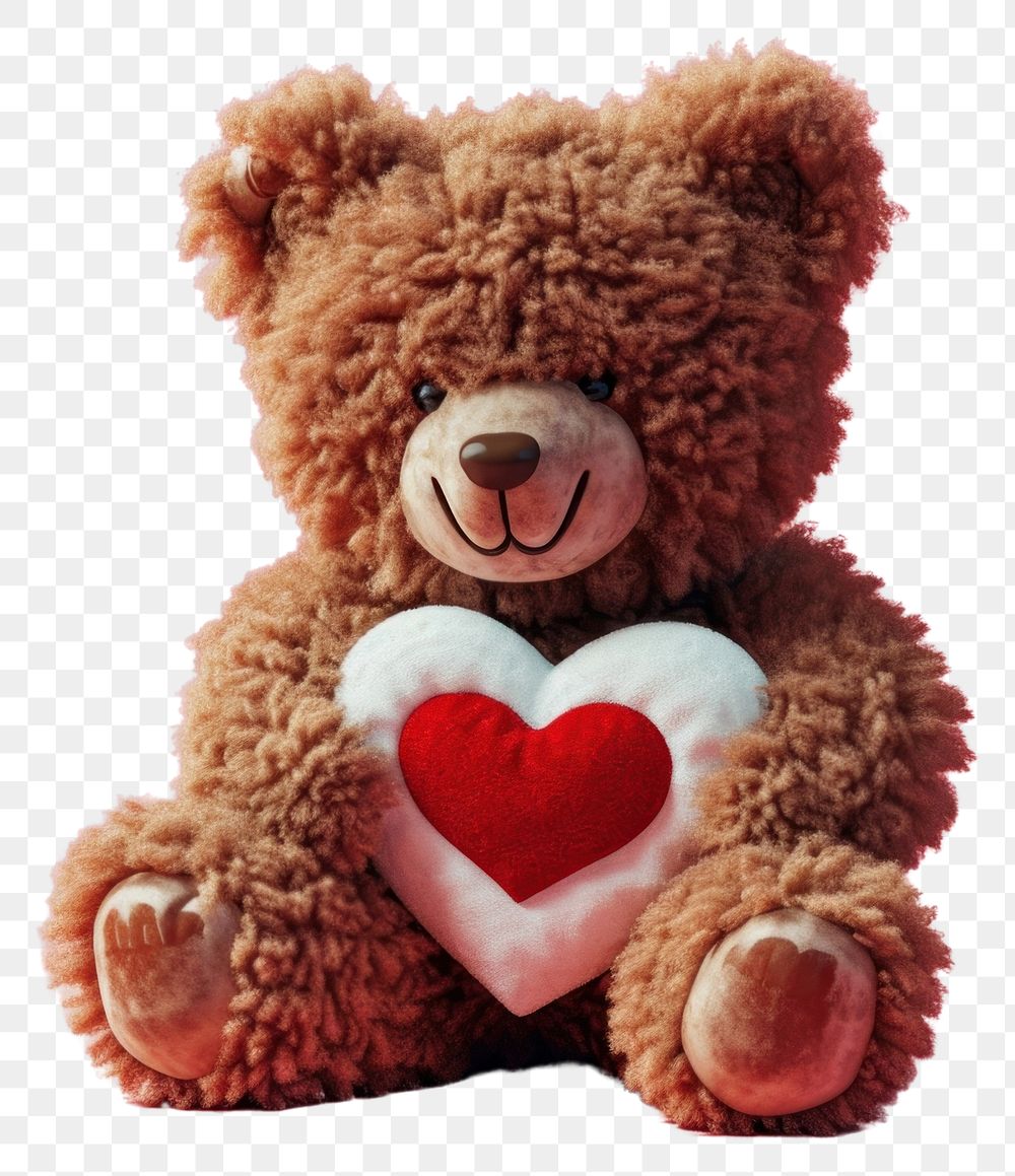 PNG Brown softy teddy bear heart pink toy. AI generated Image by rawpixel.