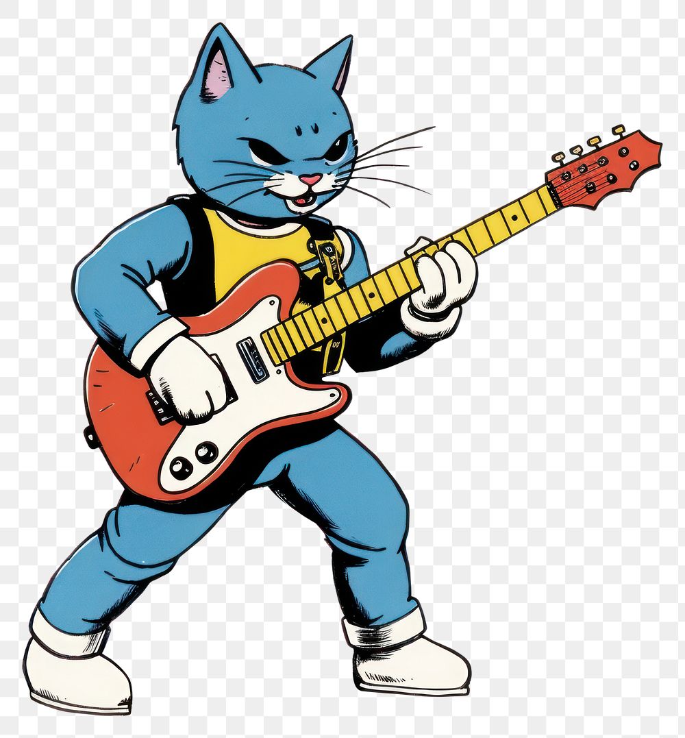 PNG Cat playing guitar musician performance creativity. AI generated Image by rawpixel.