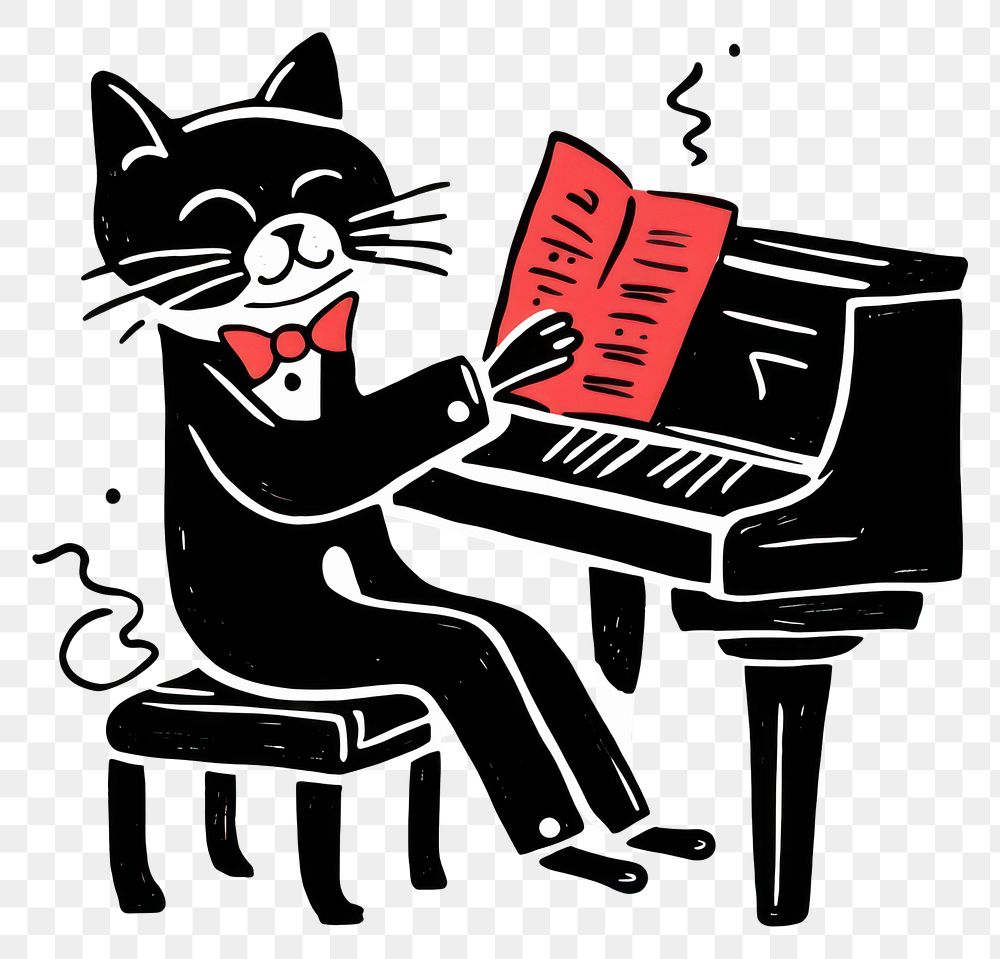 PNG Cat playing piano pianist mammal music. AI generated Image by rawpixel.