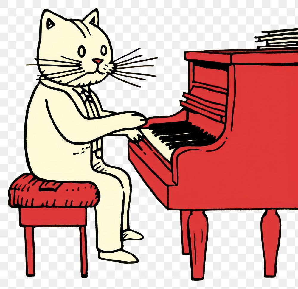PNG Cat playing piano keyboard pianist animal. AI generated Image by rawpixel.