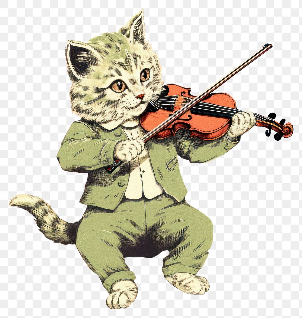 PNG Cat playing violin performance creativity violinist