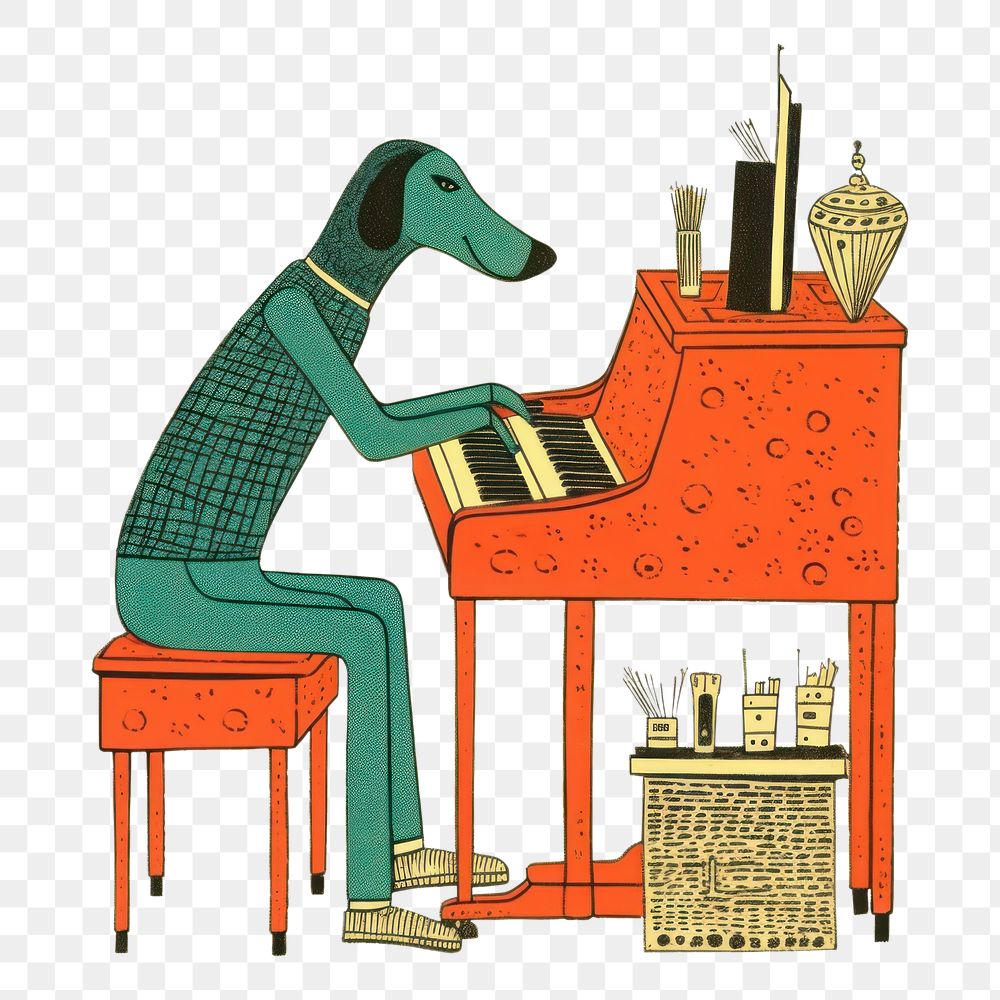 PNG Dog playing piano art creativity technology. AI generated Image by rawpixel.