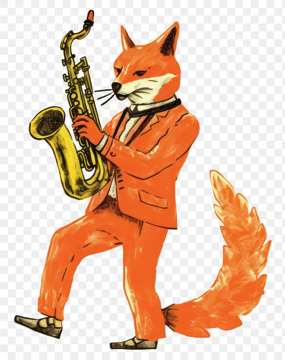 PNG Fox playing saxophone animal mammal representation. AI generated Image by rawpixel.