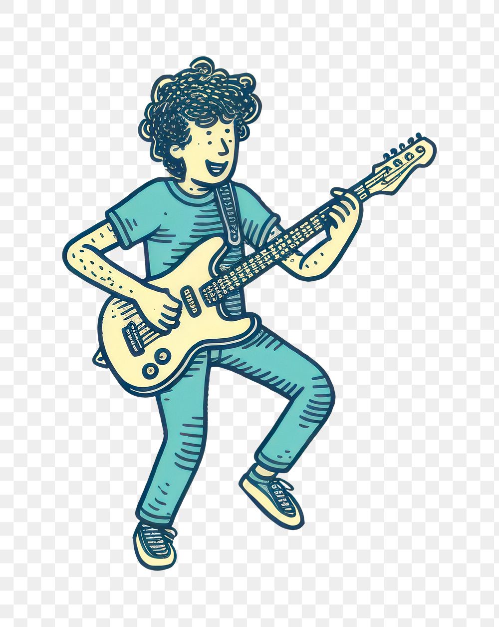PNG Kid playing guitar musician drawing sketch. AI generated Image by rawpixel.