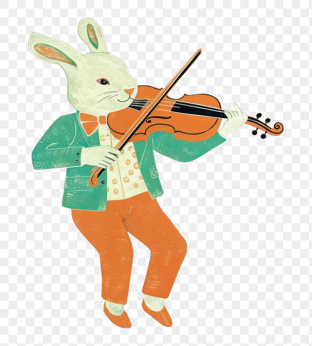PNG Rabbit playing violin animal mammal representation. AI generated Image by rawpixel.
