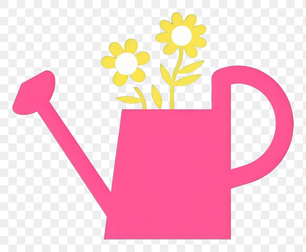 PNG  Watering can with flowers icon green pink inflorescence.