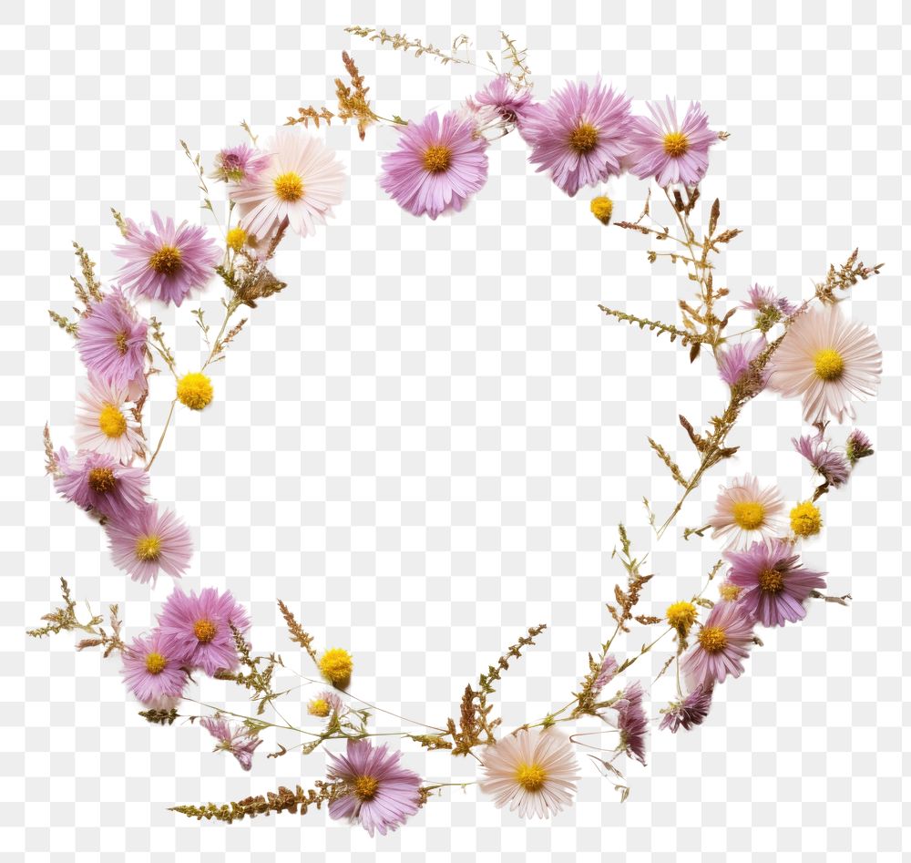 PNG Real pressed aster flowers necklace jewelry wreath. AI generated Image by rawpixel.