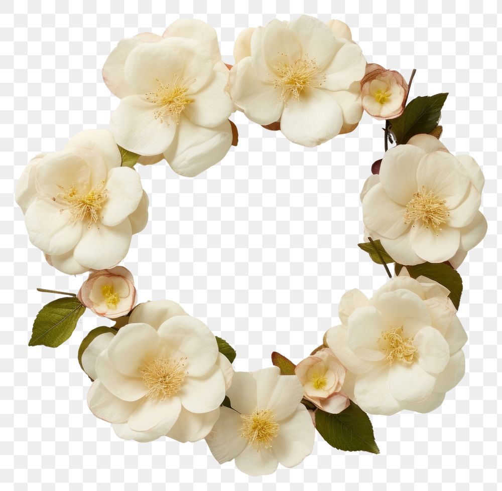 PNG Real pressed camellia flowers circle wreath petal. AI generated Image by rawpixel.