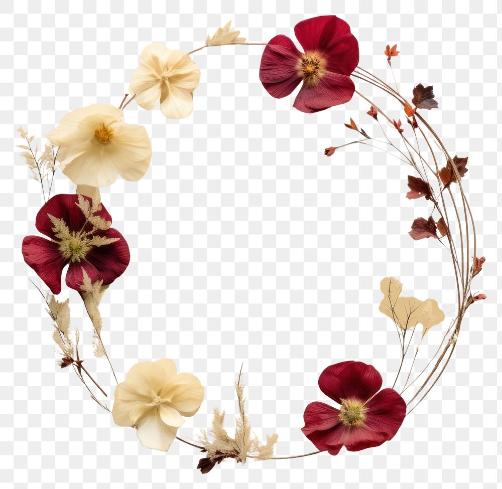 PNG Real pressed christmas flowers circle wreath petal. AI generated Image by rawpixel.